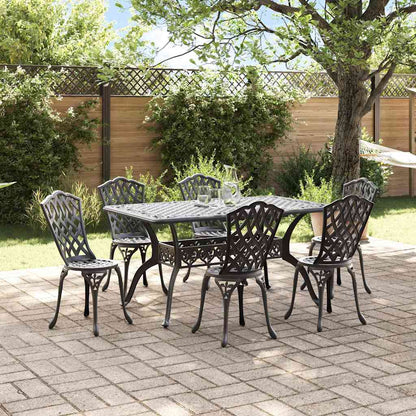 Garden Dining Set 7 pcs Black Aluminium