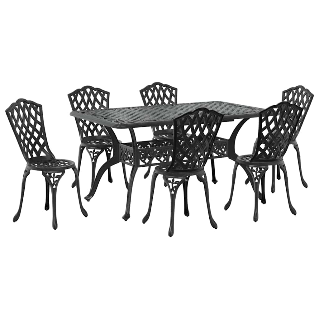 Garden Dining Set 7 pcs Black Aluminium