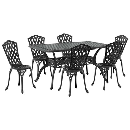 Garden Dining Set 7 pcs Black Aluminium