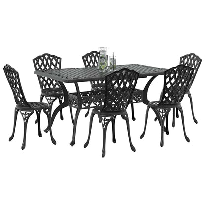 Garden Dining Set 7 pcs Black Aluminium