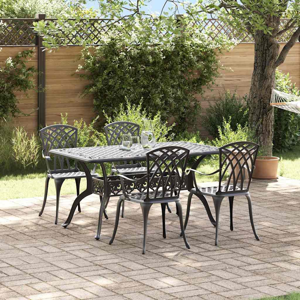 Garden Dining Set 5 pcs Black Aluminium