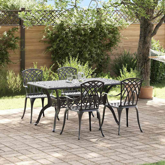 Garden Dining Set 5 pcs Black Aluminium