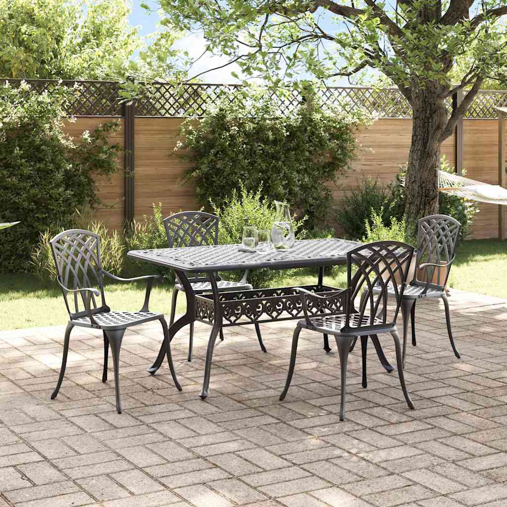 Garden Dining Set 5 pcs Black Aluminium