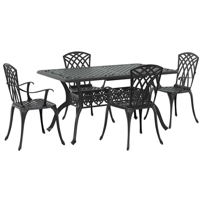 Garden Dining Set 5 pcs Black Aluminium