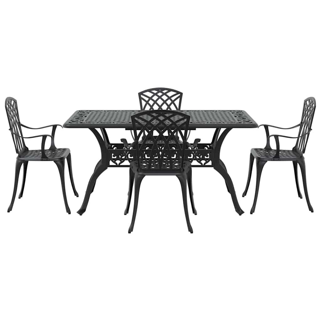 Garden Dining Set 5 pcs Black Aluminium