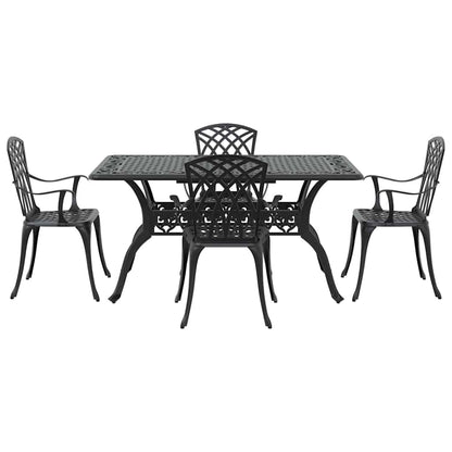 Garden Dining Set 5 pcs Black Aluminium