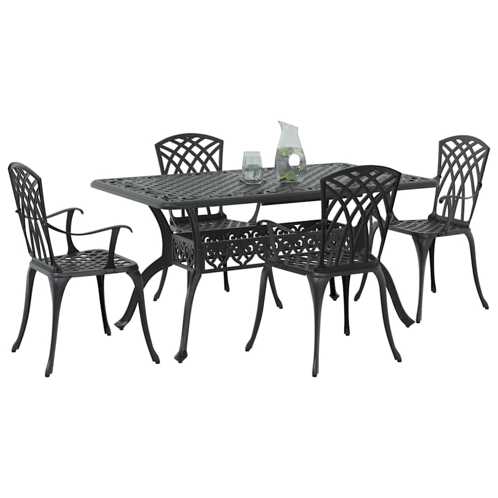 Garden Dining Set 5 pcs Black Aluminium