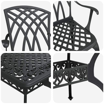 Garden Dining Set 7 pcs Black Aluminium