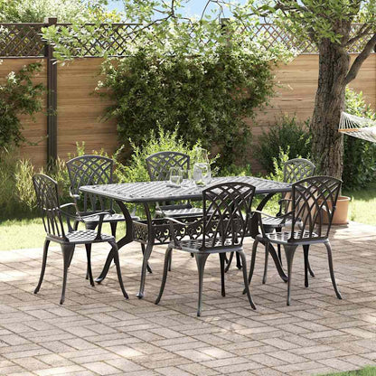 Garden Dining Set 7 pcs Black Aluminium
