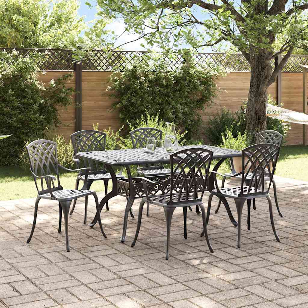 Garden Dining Set 7 pcs Black Aluminium