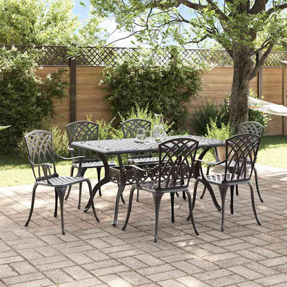 Garden Dining Set 7 pcs Black Aluminium