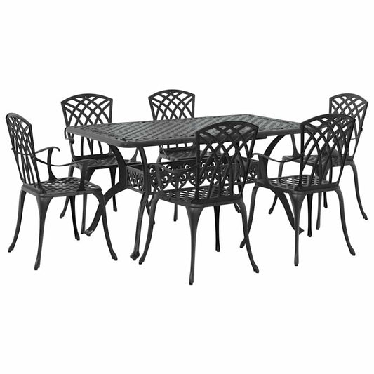 Garden Dining Set 7 pcs Black Aluminium