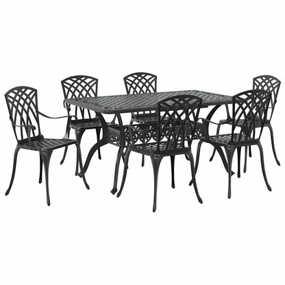 Garden Dining Set 7 pcs Black Aluminium