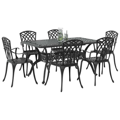 Garden Dining Set 7 pcs Black Aluminium