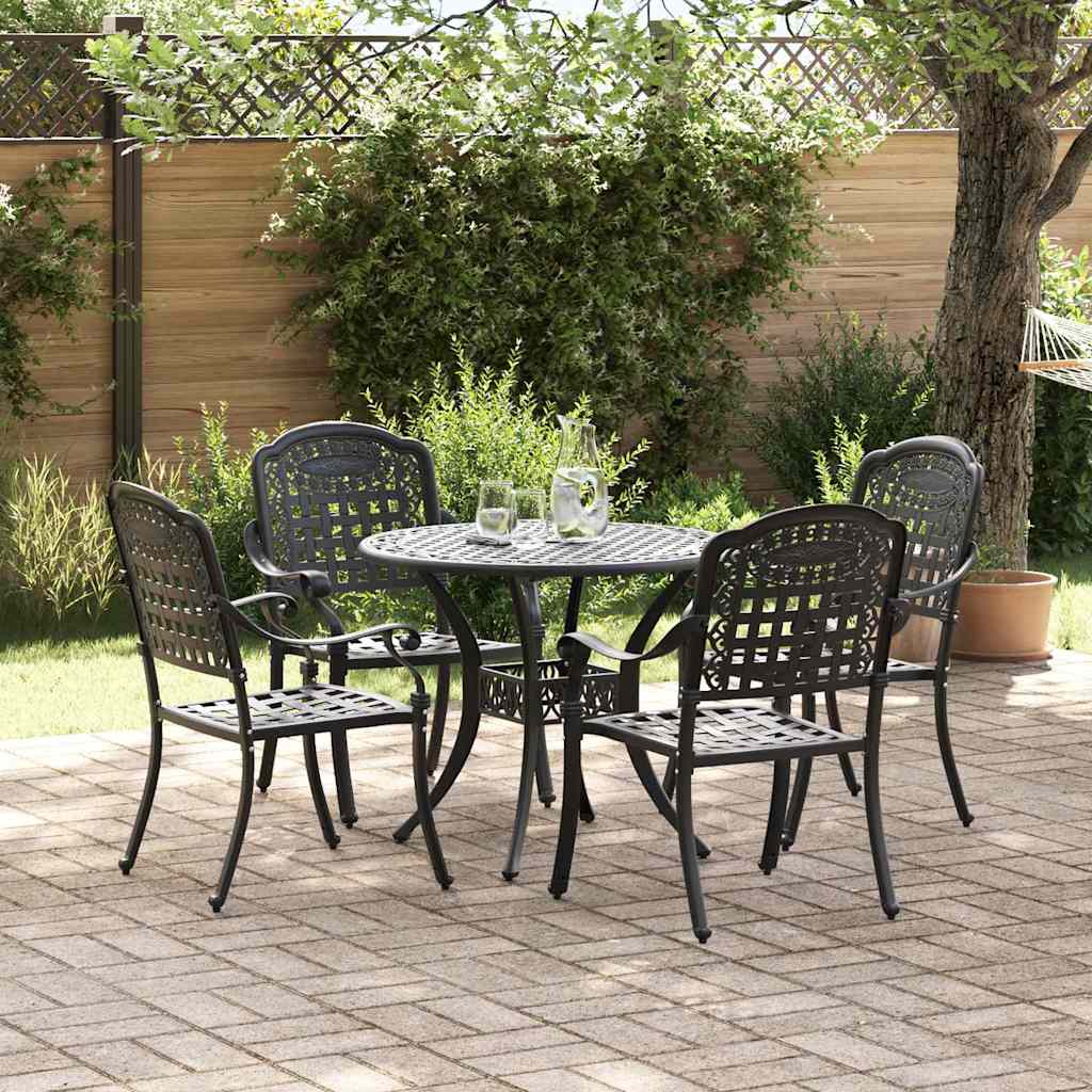 Garden Dining Set 5 pcs Black Aluminium