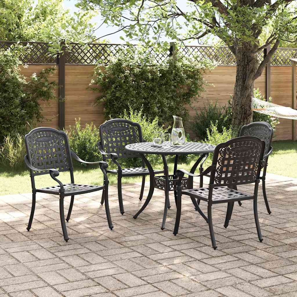 Garden Dining Set 5 pcs Black Aluminium