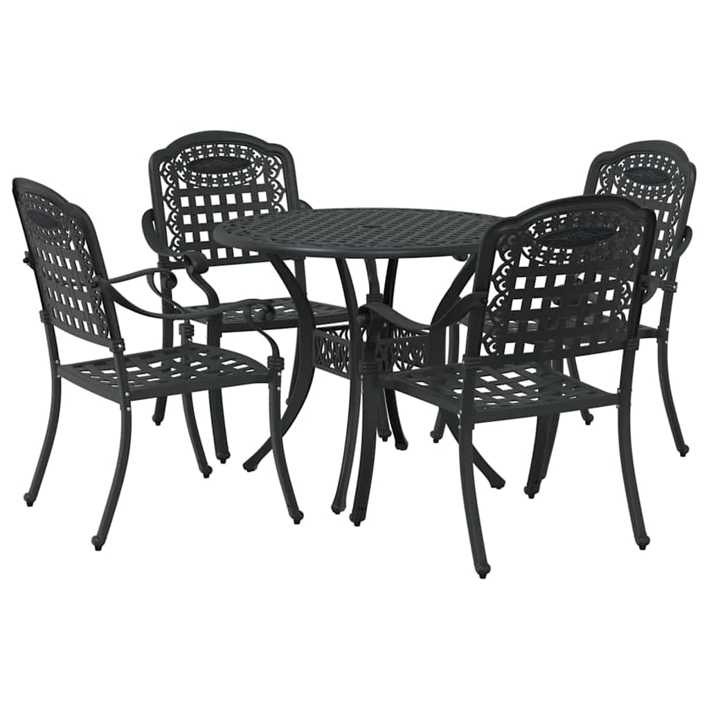 Garden Dining Set 5 pcs Black Aluminium