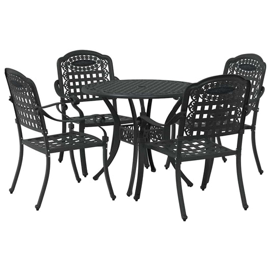 Garden Dining Set 5 pcs Black Aluminium