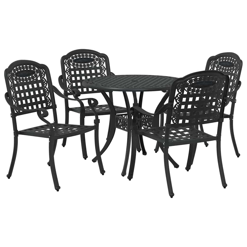 Garden Dining Set 5 pcs Black Aluminium
