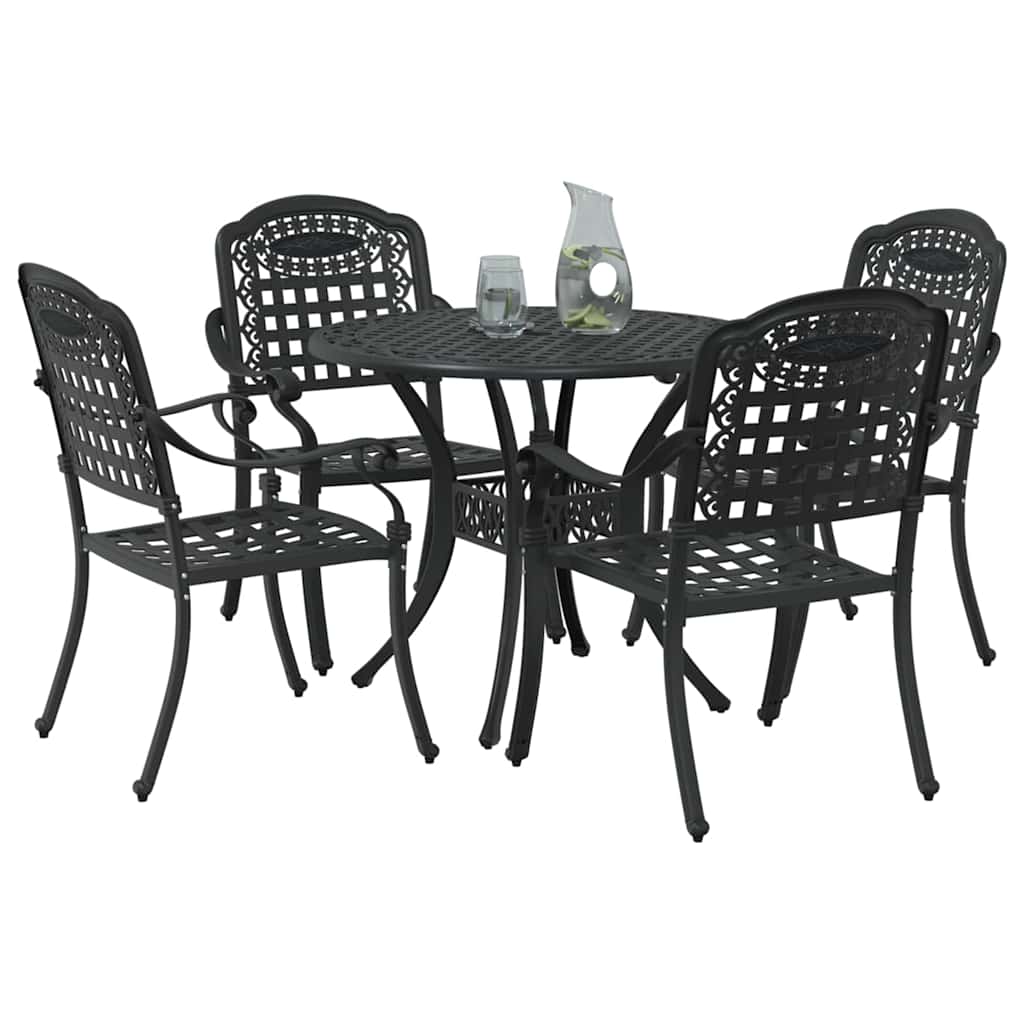 Garden Dining Set 5 pcs Black Aluminium