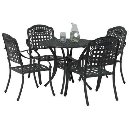 Garden Dining Set 5 pcs Black Aluminium