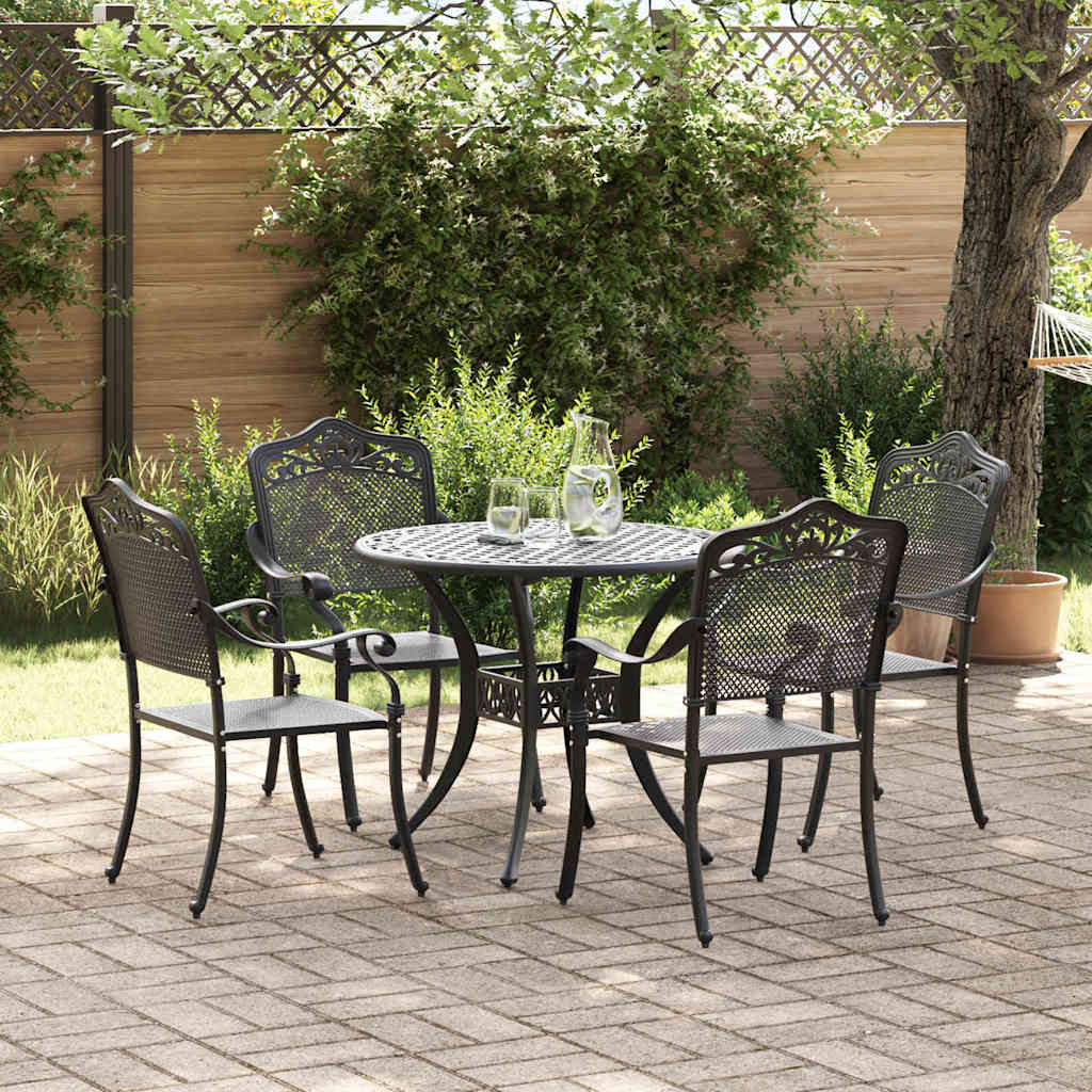 Garden Dining Set 5 pcs Black Aluminium