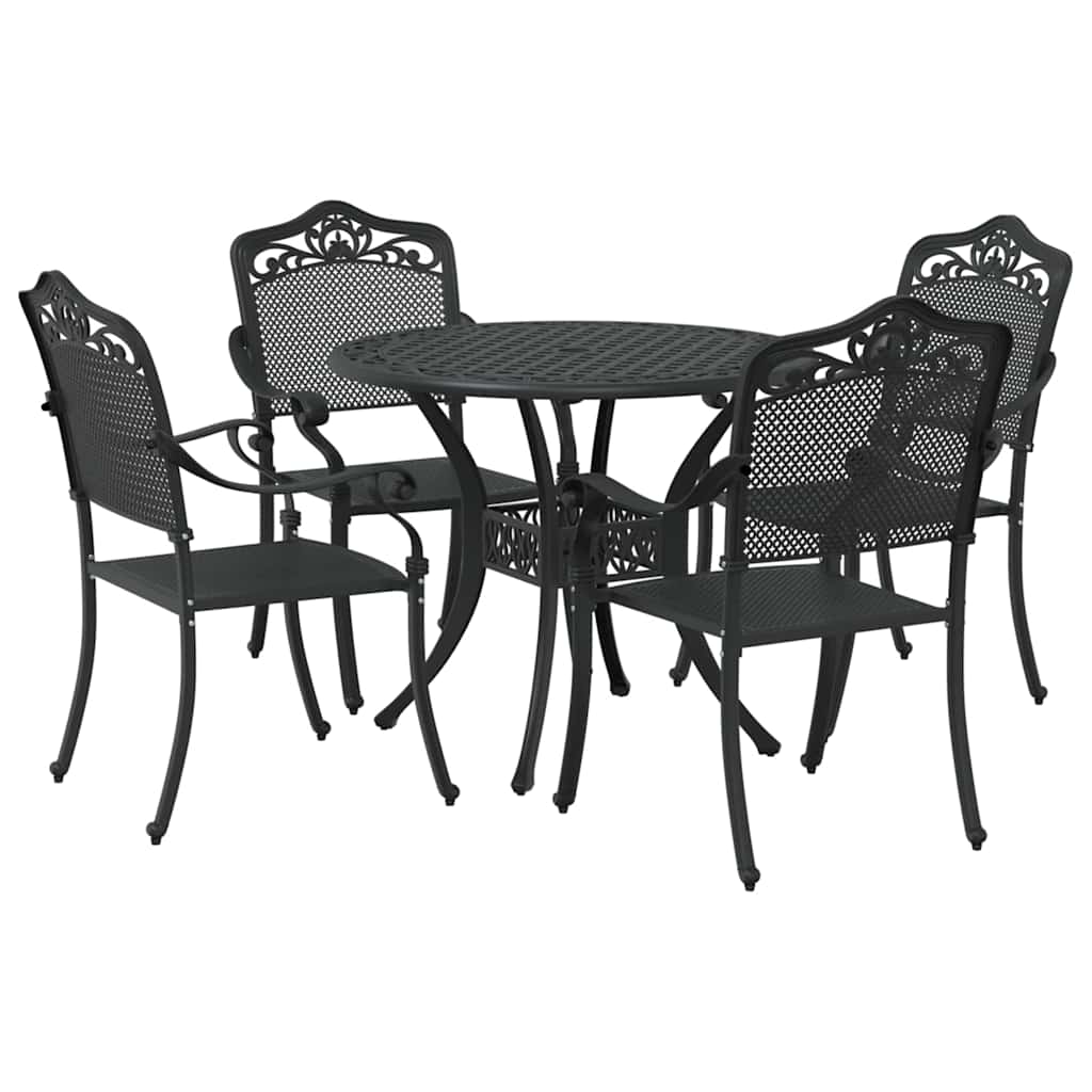Garden Dining Set 5 pcs Black Aluminium