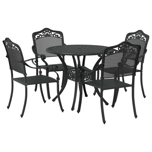 Garden Dining Set 5 pcs Black Aluminium