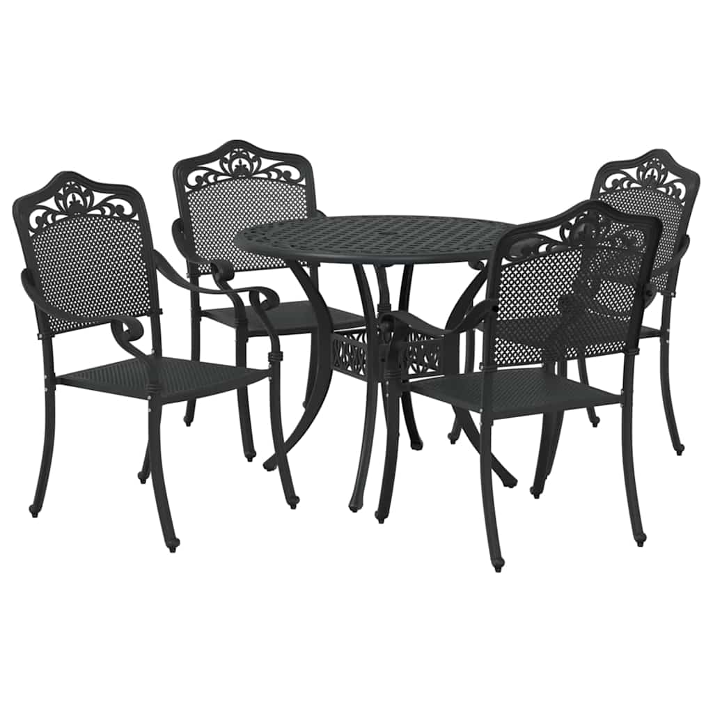 Garden Dining Set 5 pcs Black Aluminium