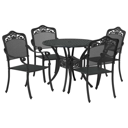 Garden Dining Set 5 pcs Black Aluminium