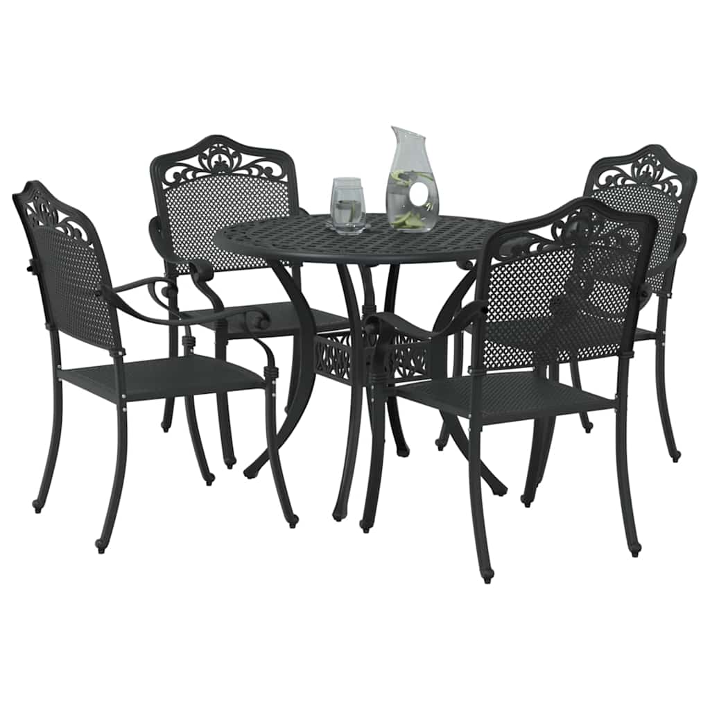 Garden Dining Set 5 pcs Black Aluminium