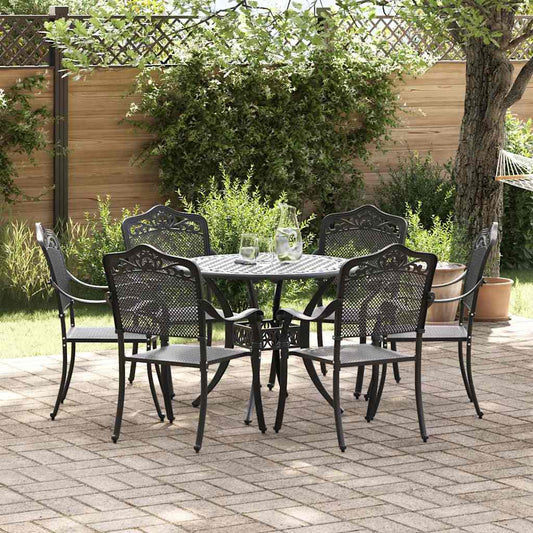 Garden Dining Set 7 pcs Black Aluminium