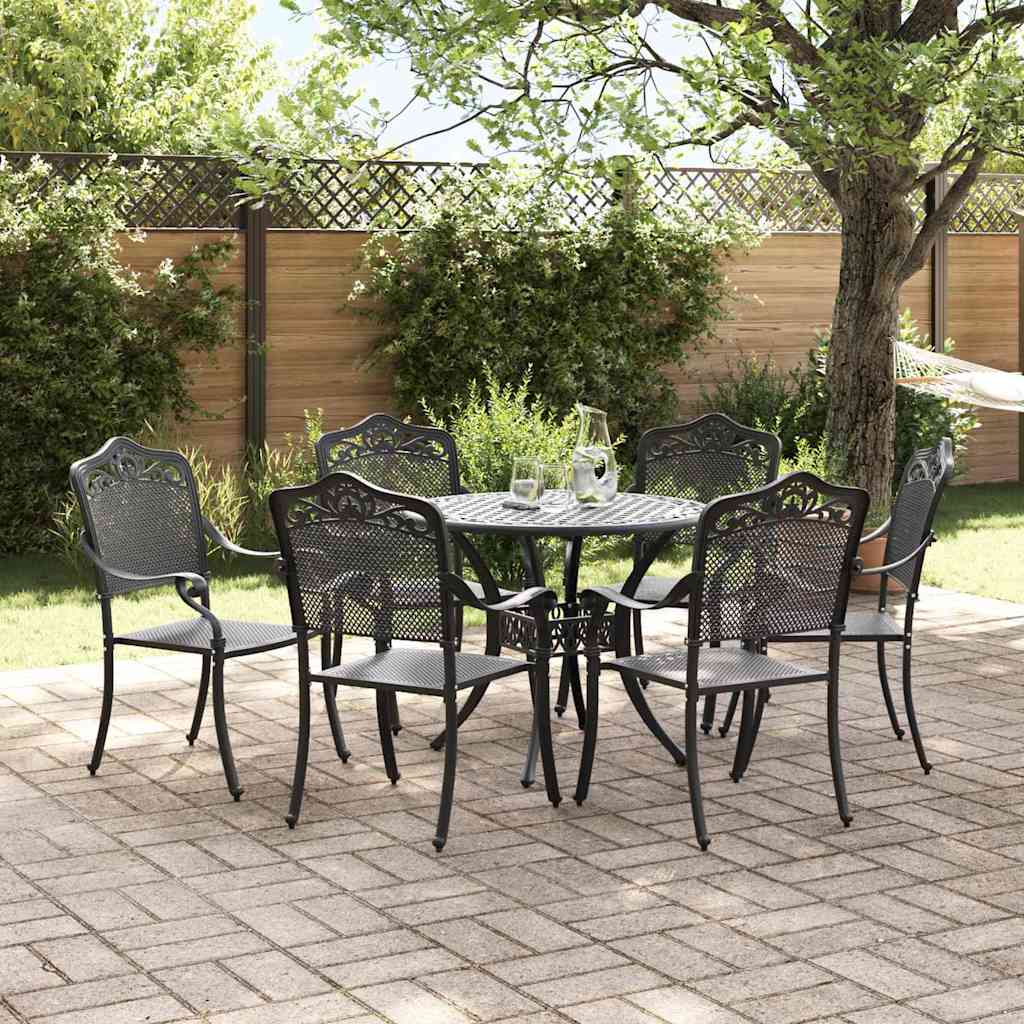 Garden Dining Set 7 pcs Black Aluminium