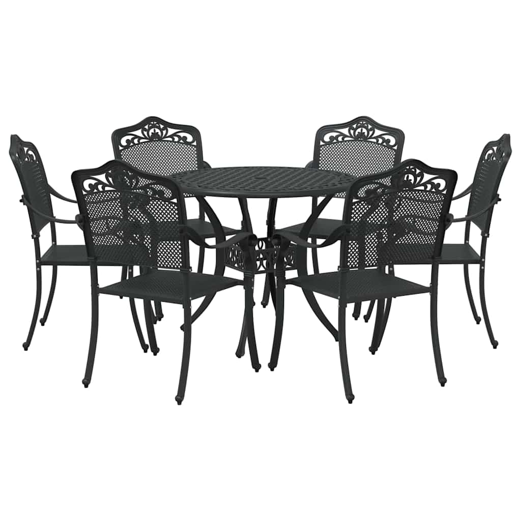 Garden Dining Set 7 pcs Black Aluminium