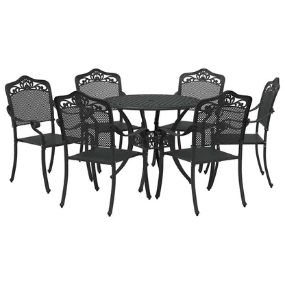 Garden Dining Set 7 pcs Black Aluminium