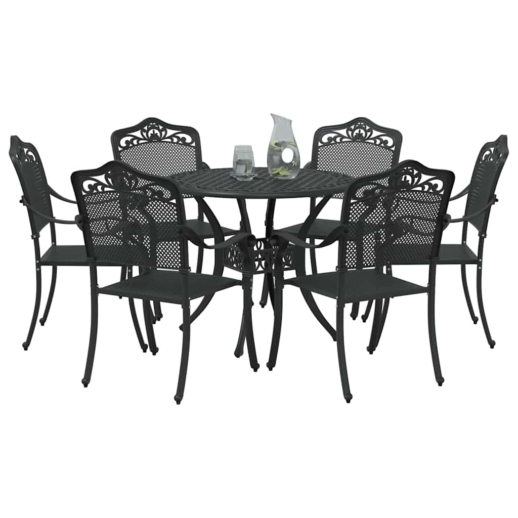 Garden Dining Set 7 pcs Black Aluminium