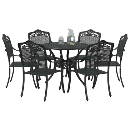 Garden Dining Set 7 pcs Black Aluminium