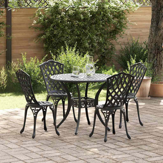 Garden Dining Set 5 pcs Black Aluminium