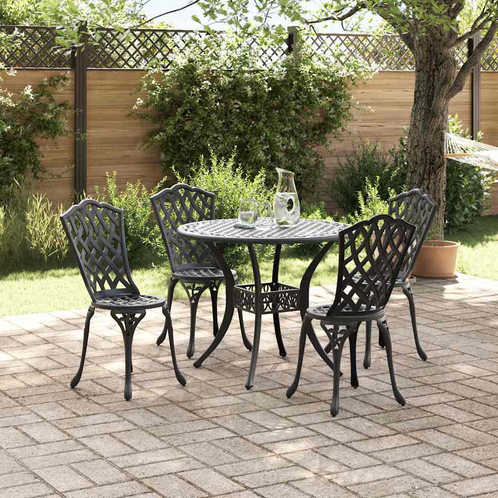 Garden Dining Set 5 pcs Black Aluminium