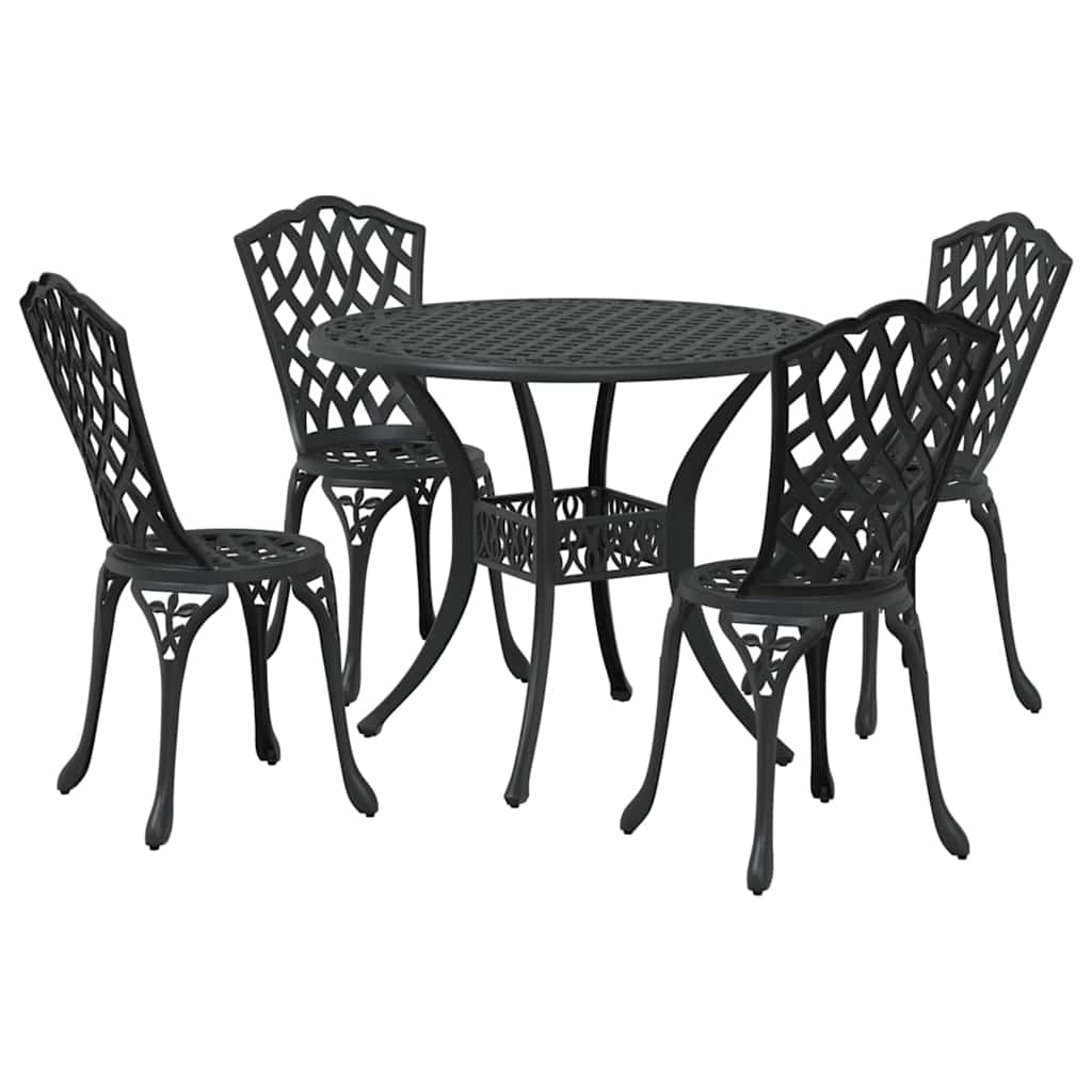 Garden Dining Set 5 pcs Black Aluminium