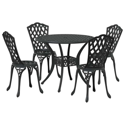 Garden Dining Set 5 pcs Black Aluminium
