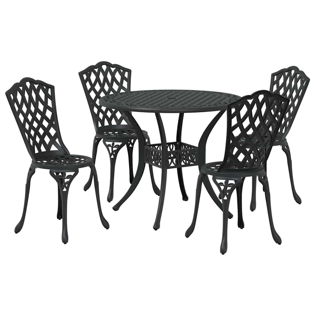 Garden Dining Set 5 pcs Black Aluminium