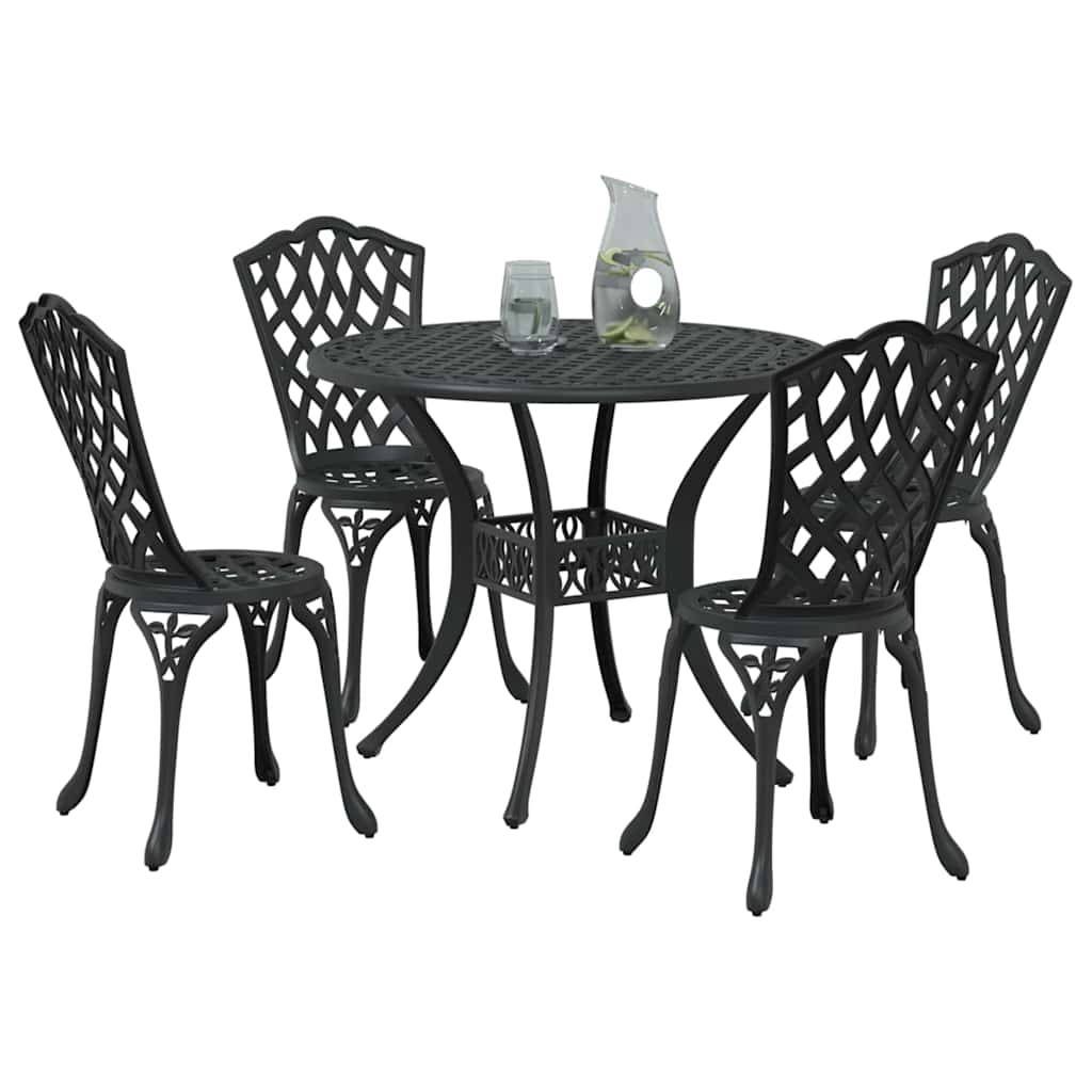 Garden Dining Set 5 pcs Black Aluminium