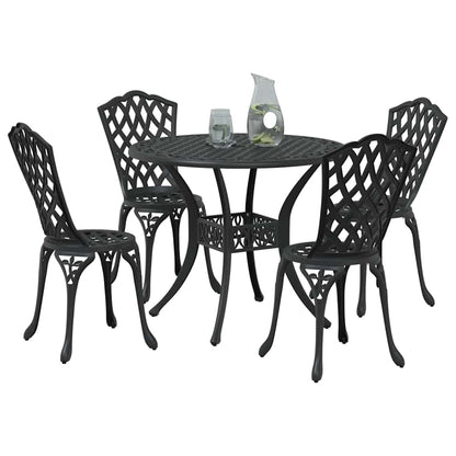 Garden Dining Set 5 pcs Black Aluminium