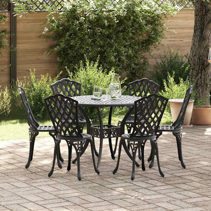 Garden Dining Set 7 pcs Black Aluminium