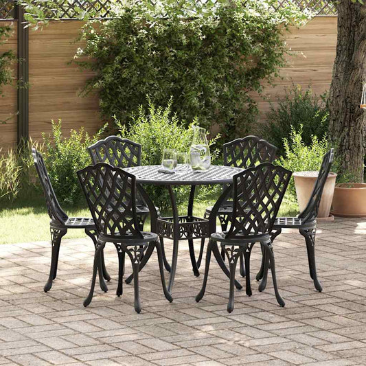 Garden Dining Set 7 pcs Black Aluminium