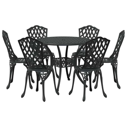 Garden Dining Set 7 pcs Black Aluminium