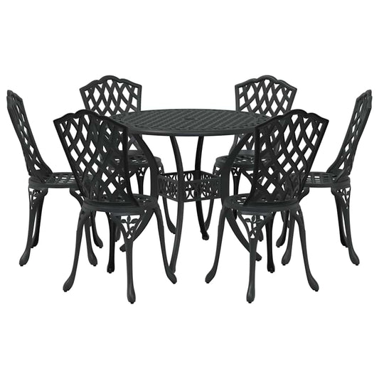 Garden Dining Set 7 pcs Black Aluminium