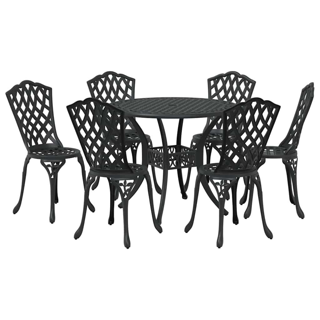 Garden Dining Set 7 pcs Black Aluminium