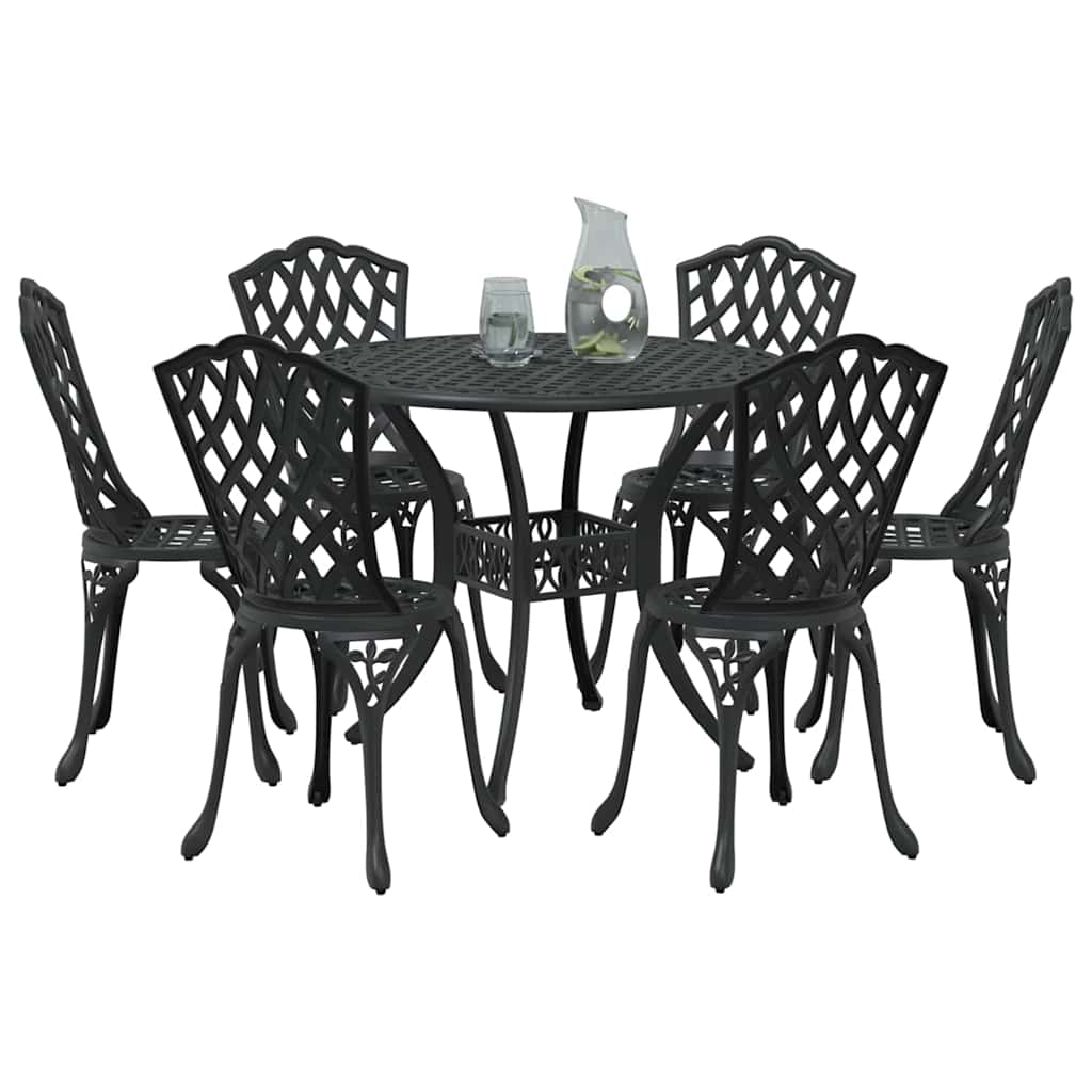 Garden Dining Set 7 pcs Black Aluminium